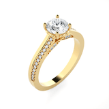 Round Lab Grown Diamond Side Stone Engagement Ring