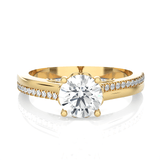 Round Lab Grown Diamond Side Stone Engagement Ring