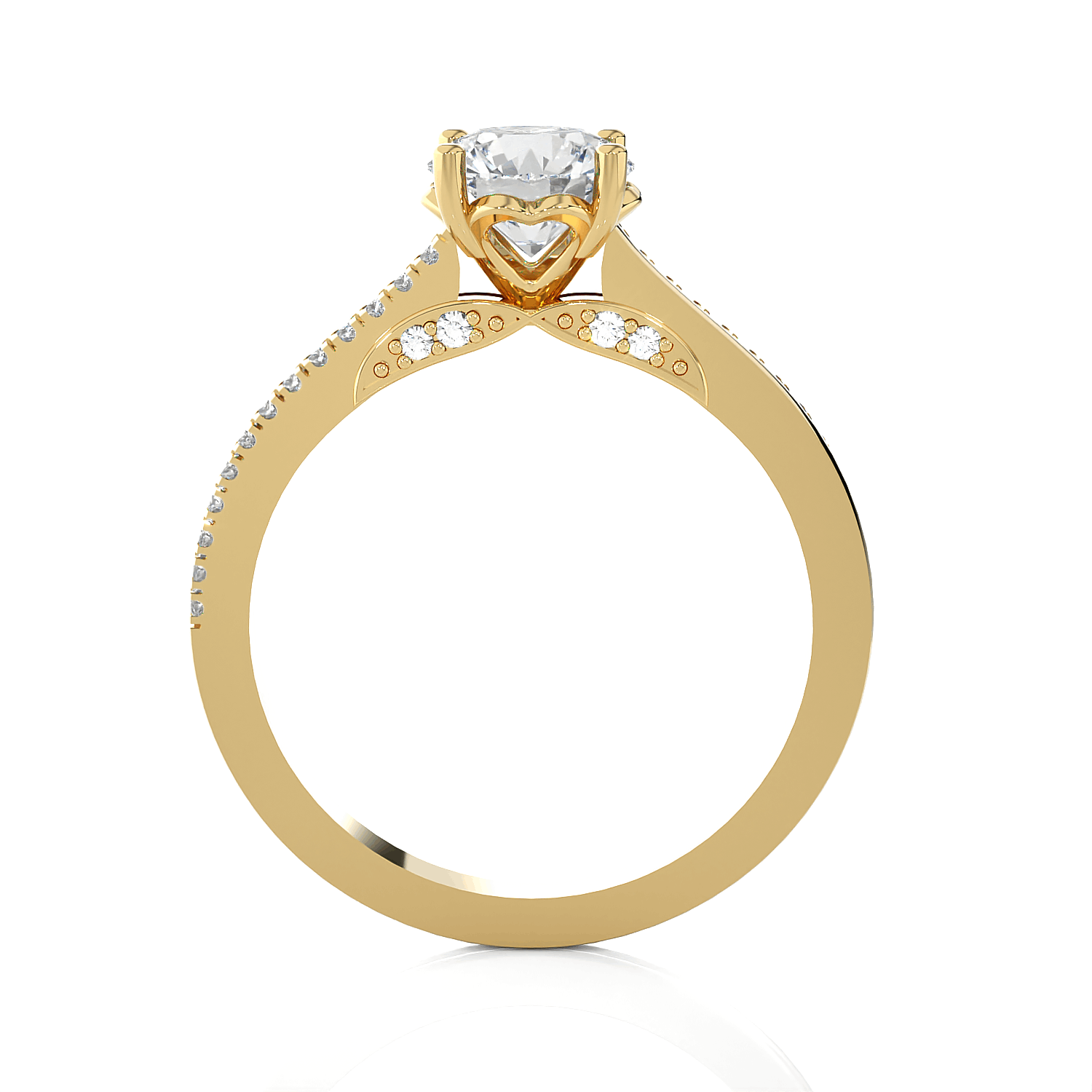 Round Lab Grown Diamond Side Stone Engagement Ring
