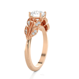 Round Lab Grown Diamond Side Stone Engagement Ring