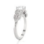 Round Lab Grown Diamond Side Stone Engagement Ring