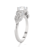 Round Lab Grown Diamond Side Stone Engagement Ring