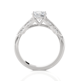 Round Lab Grown Diamond Side Stone Engagement Ring
