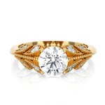 Round Lab Grown Diamond Side Stone Engagement Ring