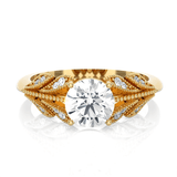 Round Lab Grown Diamond Side Stone Engagement Ring