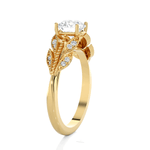 Round Lab Grown Diamond Side Stone Engagement Ring