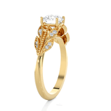 Round Lab Grown Diamond Side Stone Engagement Ring
