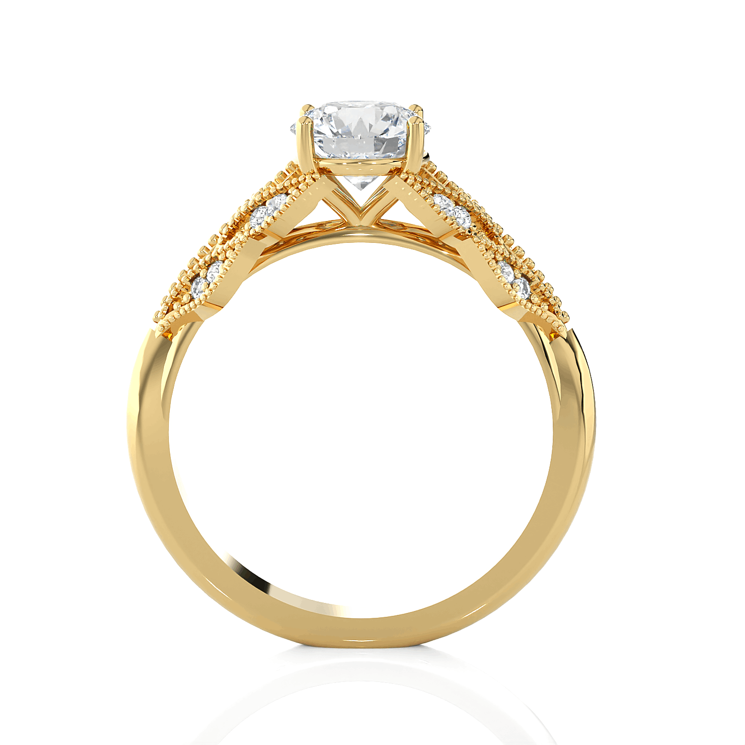 Round Lab Grown Diamond Side Stone Engagement Ring