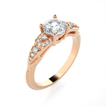 Round Lab Grown Diamond Side Stone Engagement Ring