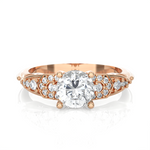 Round Lab Grown Diamond Side Stone Engagement Ring