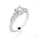 Round Lab Grown Diamond Side Stone Engagement Ring