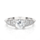 Round Lab Grown Diamond Side Stone Engagement Ring