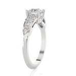 Round Lab Grown Diamond Side Stone Engagement Ring