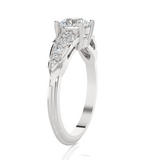 Round Lab Grown Diamond Side Stone Engagement Ring