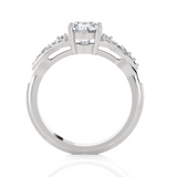 Round Lab Grown Diamond Side Stone Engagement Ring