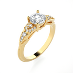 Round Lab Grown Diamond Side Stone Engagement Ring