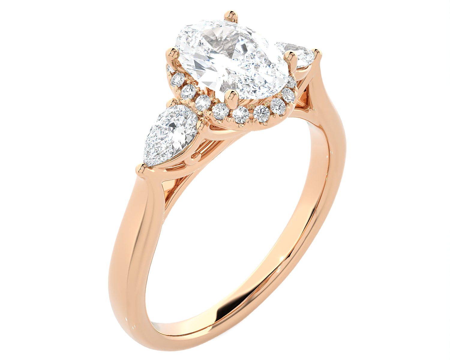 1 7/8 ctw Oval Lab Grown Diamond Side Stone Engagement Ring