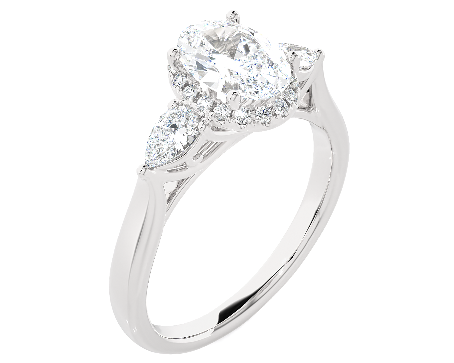 1 7/8 ctw Oval Lab Grown Diamond Side Stone Engagement Ring