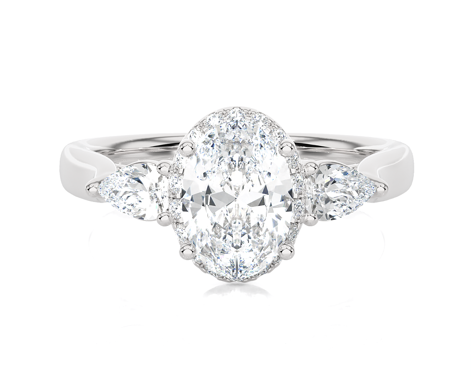 1 7/8 ctw Oval Lab Grown Diamond Side Stone Engagement Ring