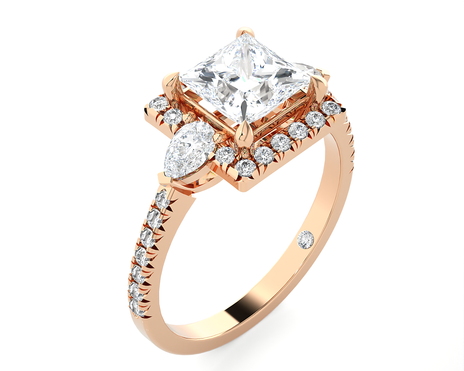 Princess-Cut Lab Grown Diamond Halo Engagement Ring