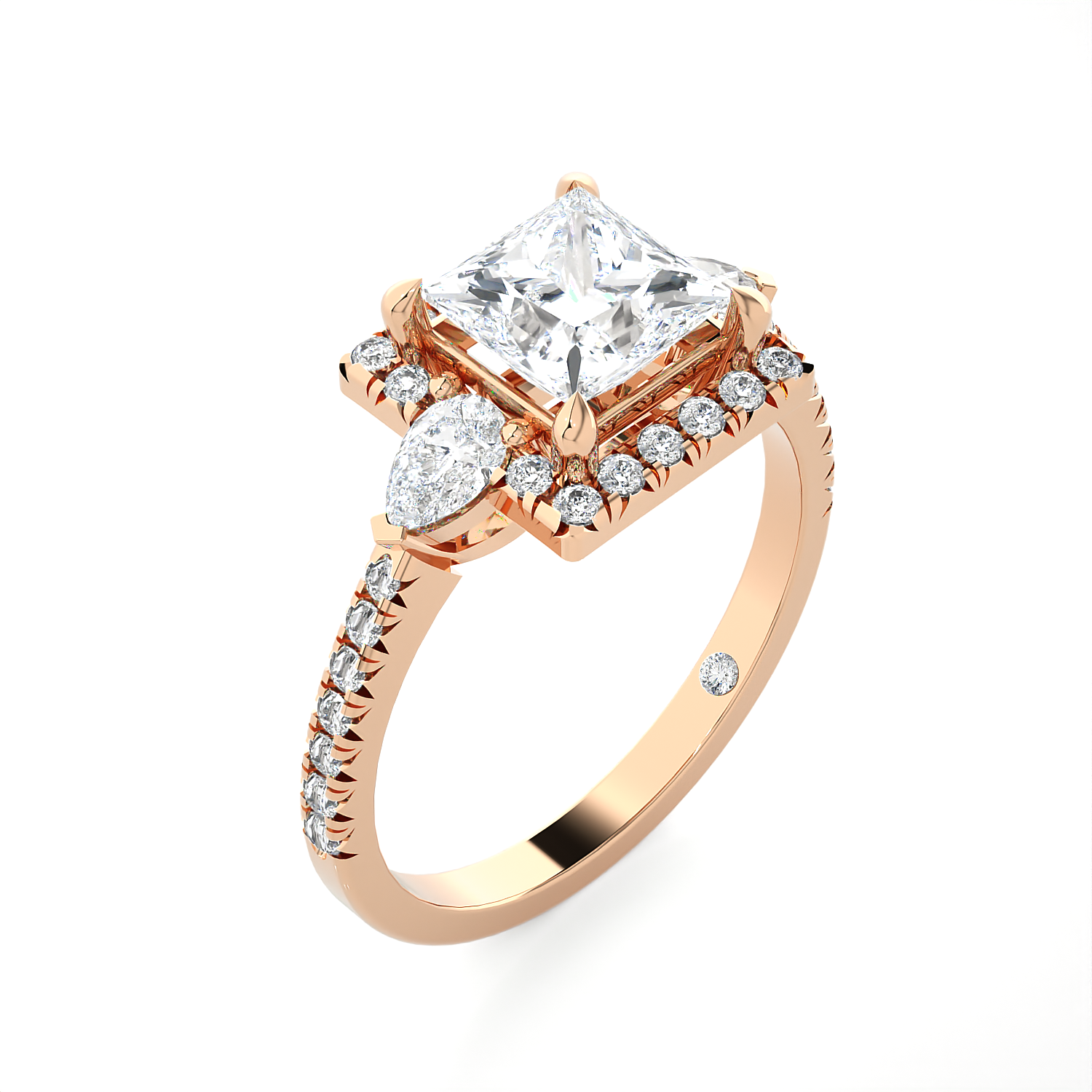 Princess-Cut Lab Grown Diamond Halo Engagement Ring