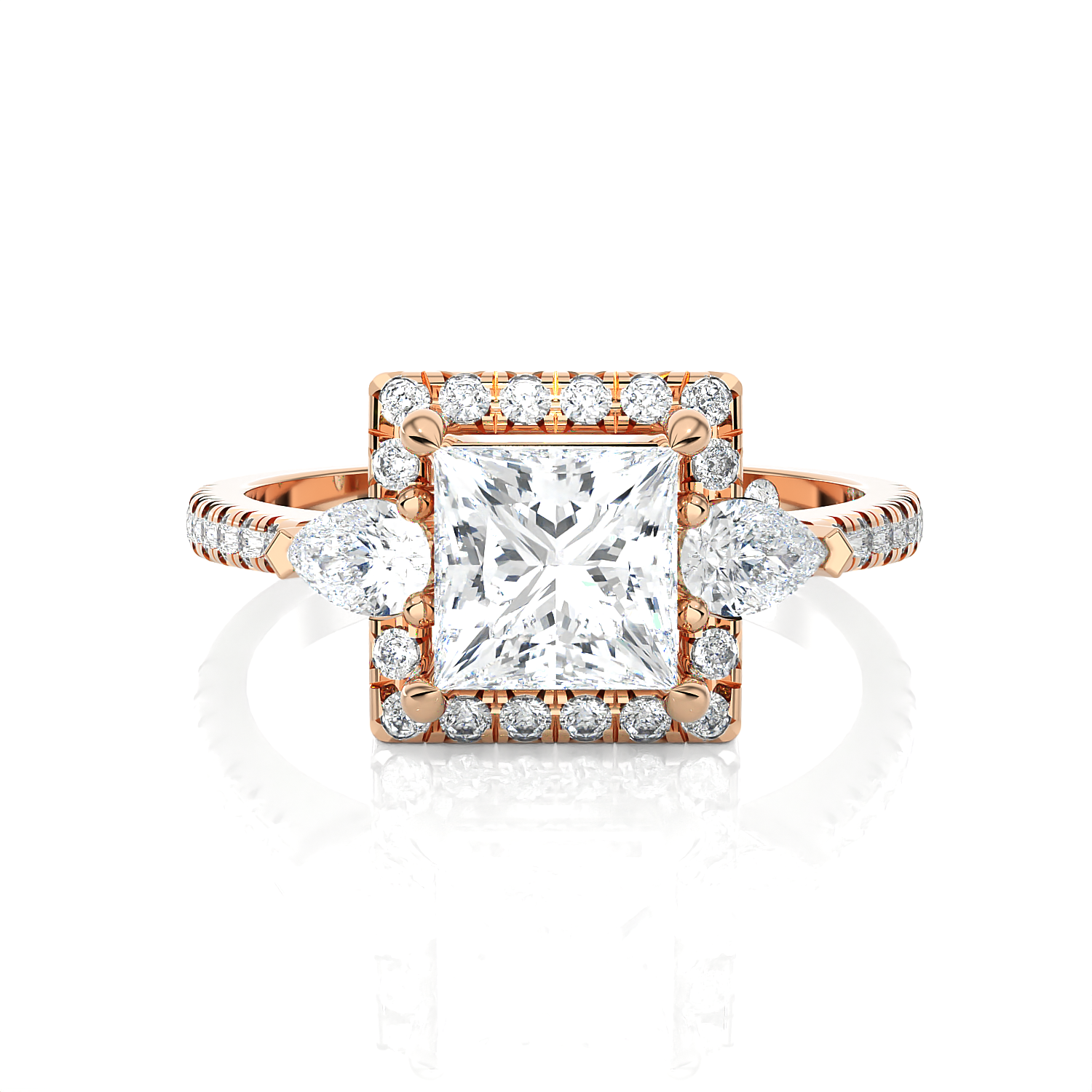 Princess-Cut Lab Grown Diamond Halo Engagement Ring