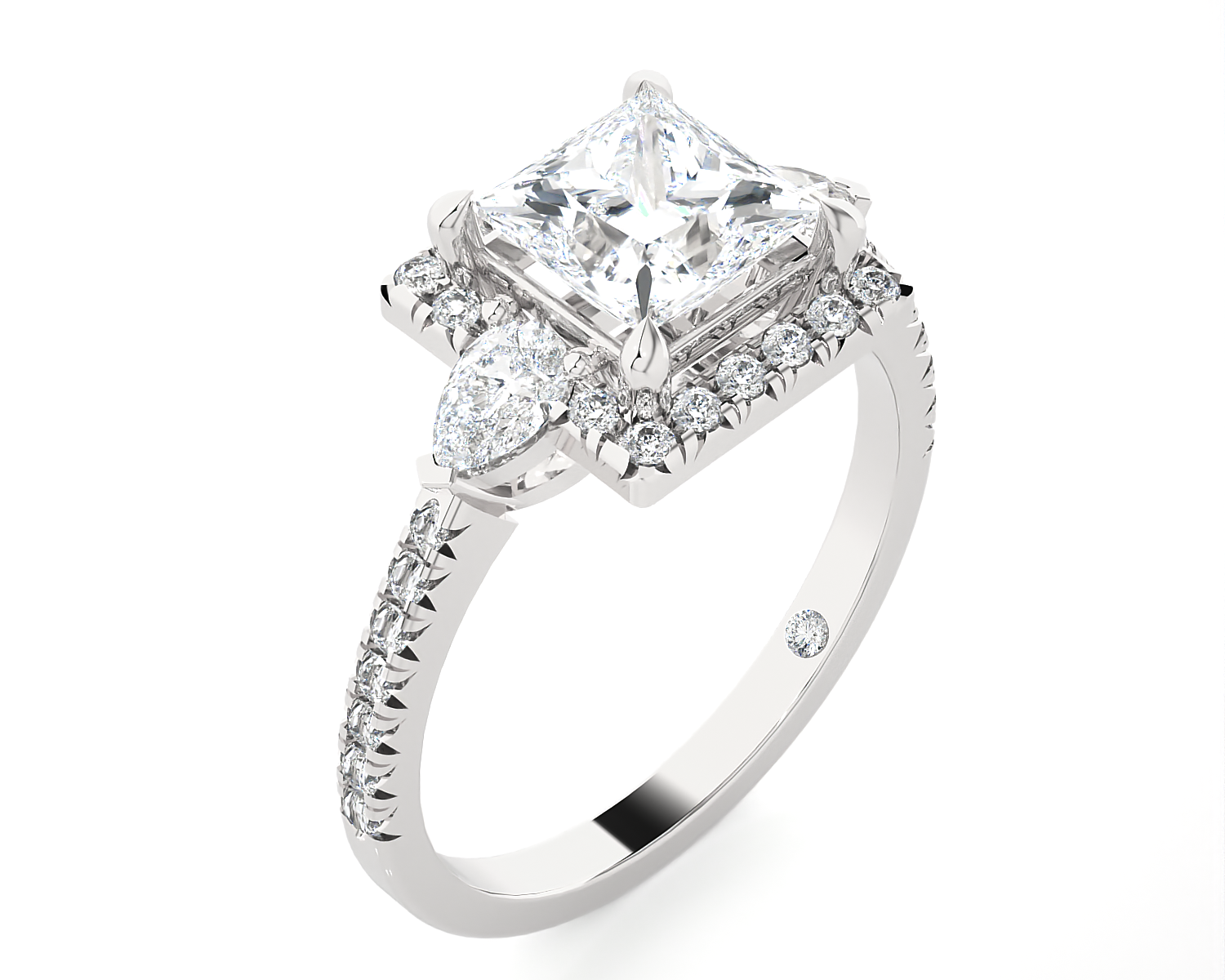 Princess-Cut Lab Grown Diamond Halo Engagement Ring