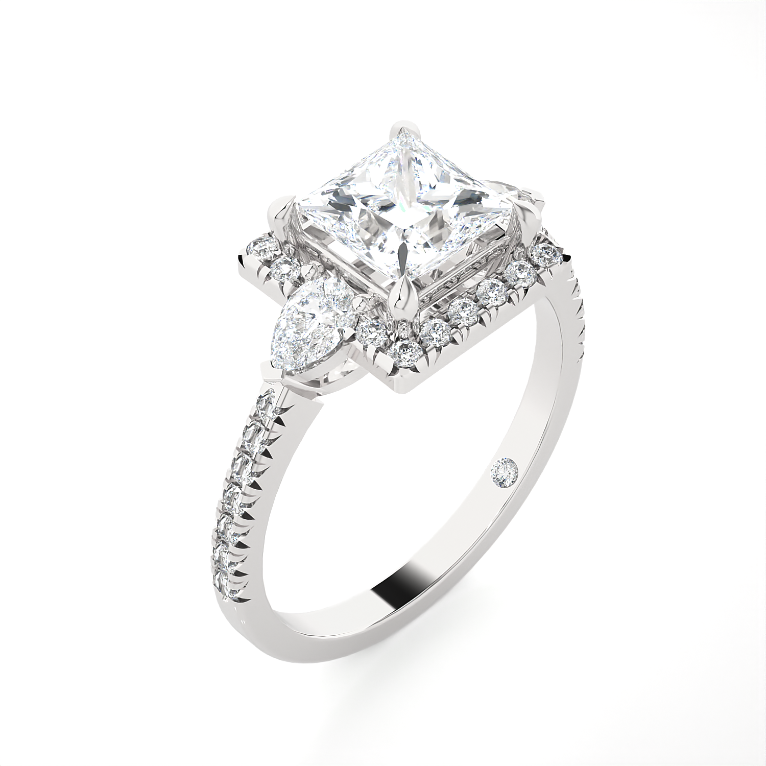 Princess-Cut Lab Grown Diamond Halo Engagement Ring