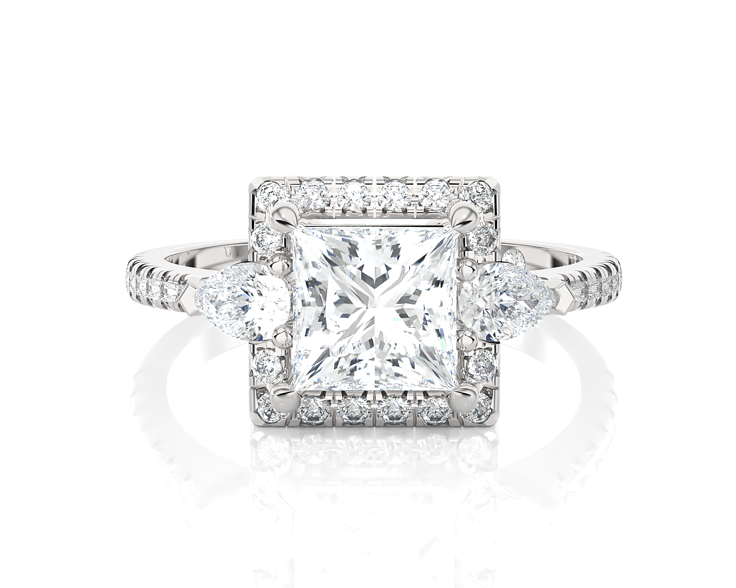 Princess-Cut Lab Grown Diamond Halo Engagement Ring