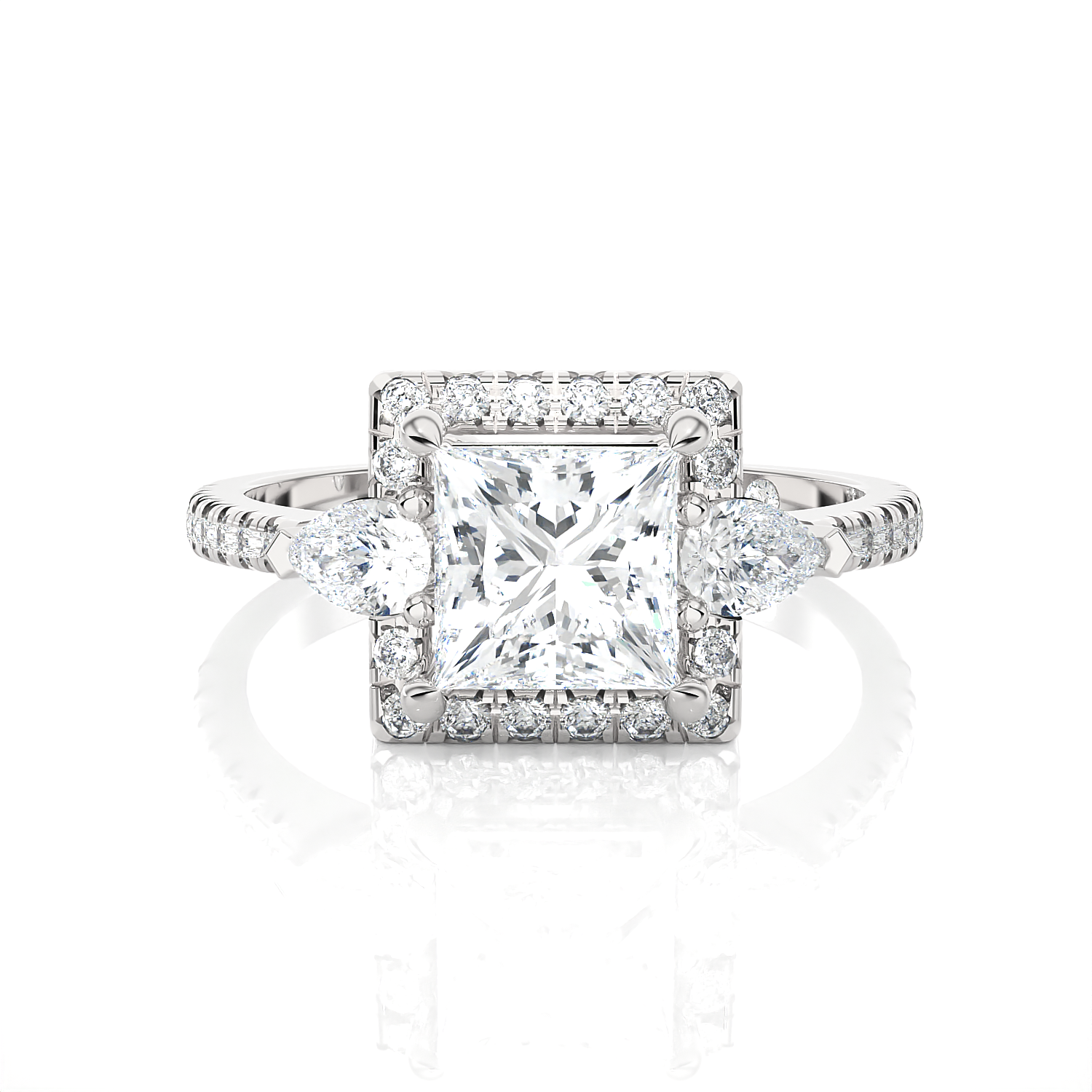 Princess-Cut Lab Grown Diamond Halo Engagement Ring