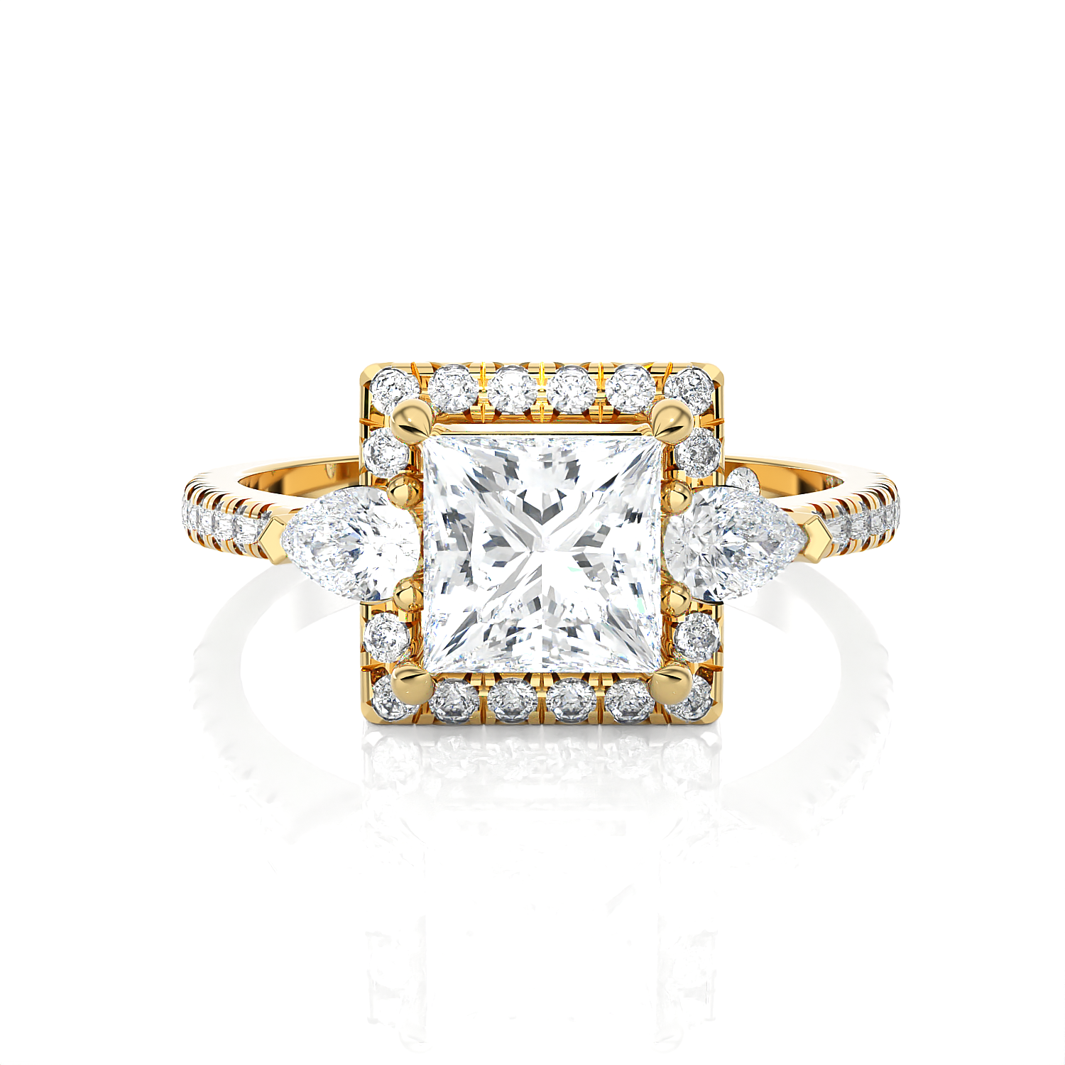 Princess-Cut Lab Grown Diamond Halo Engagement Ring