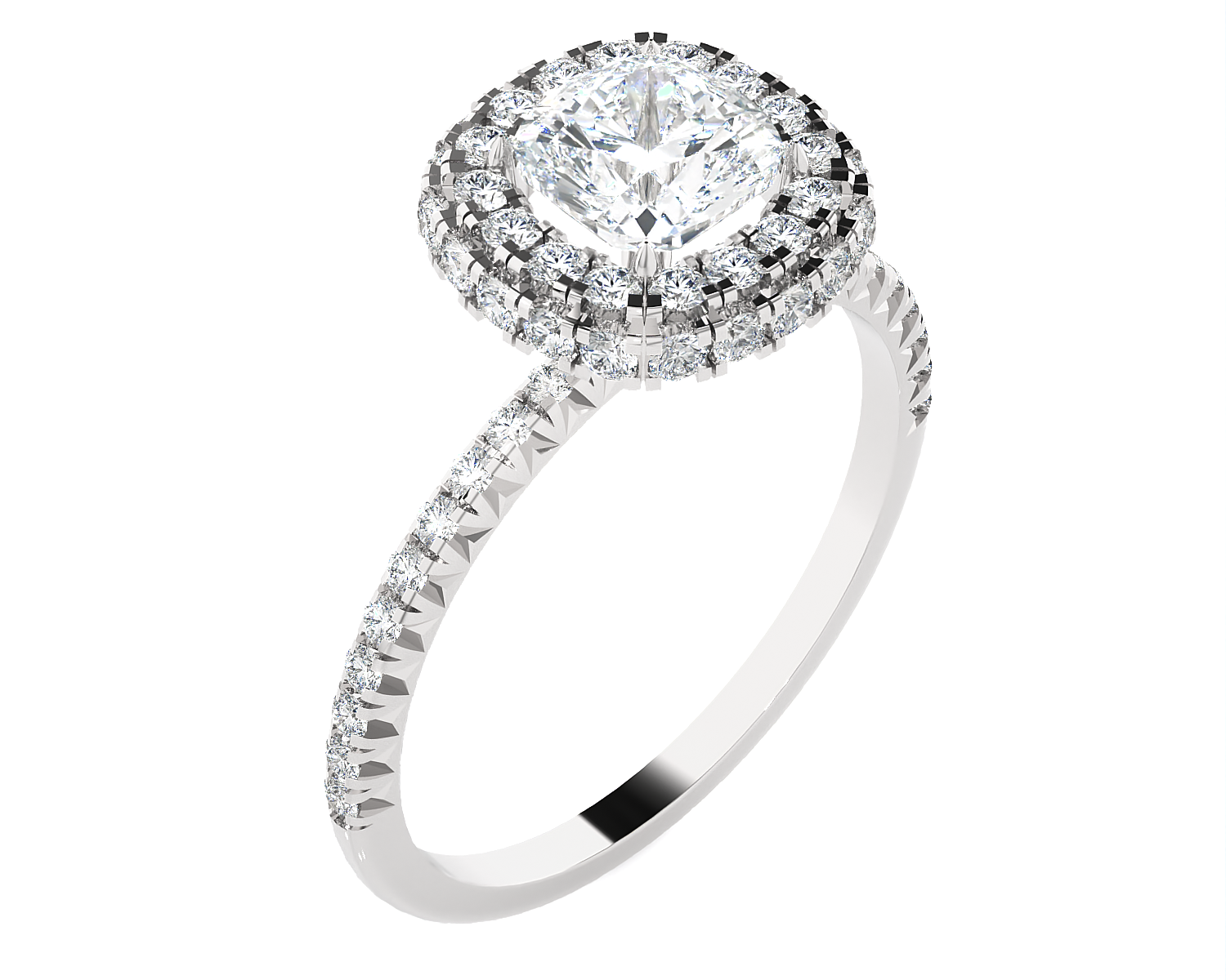 1 5/8 ctw Round Lab Grown Diamond Halo Engagement Ring