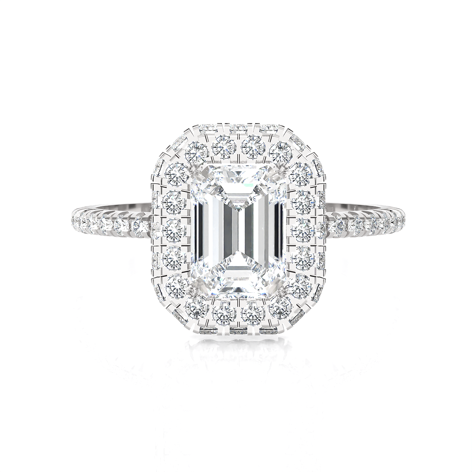 1 3/4 ctw Emerald-Cut Lab Grown Diamond Halo Engagement Ring