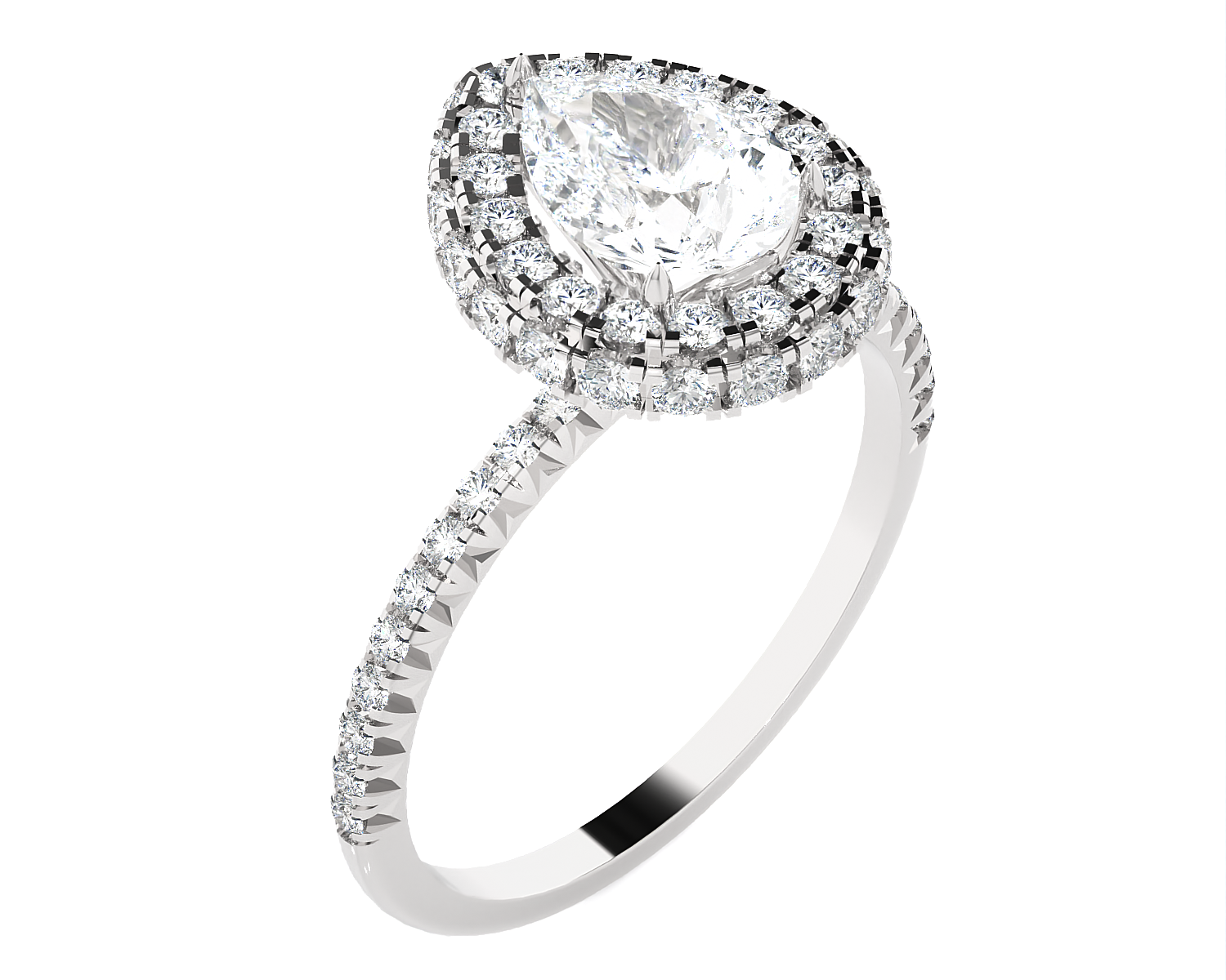 1 5/8 ctw Pear-Shaped Lab Grown Diamond Halo Engagement Ring