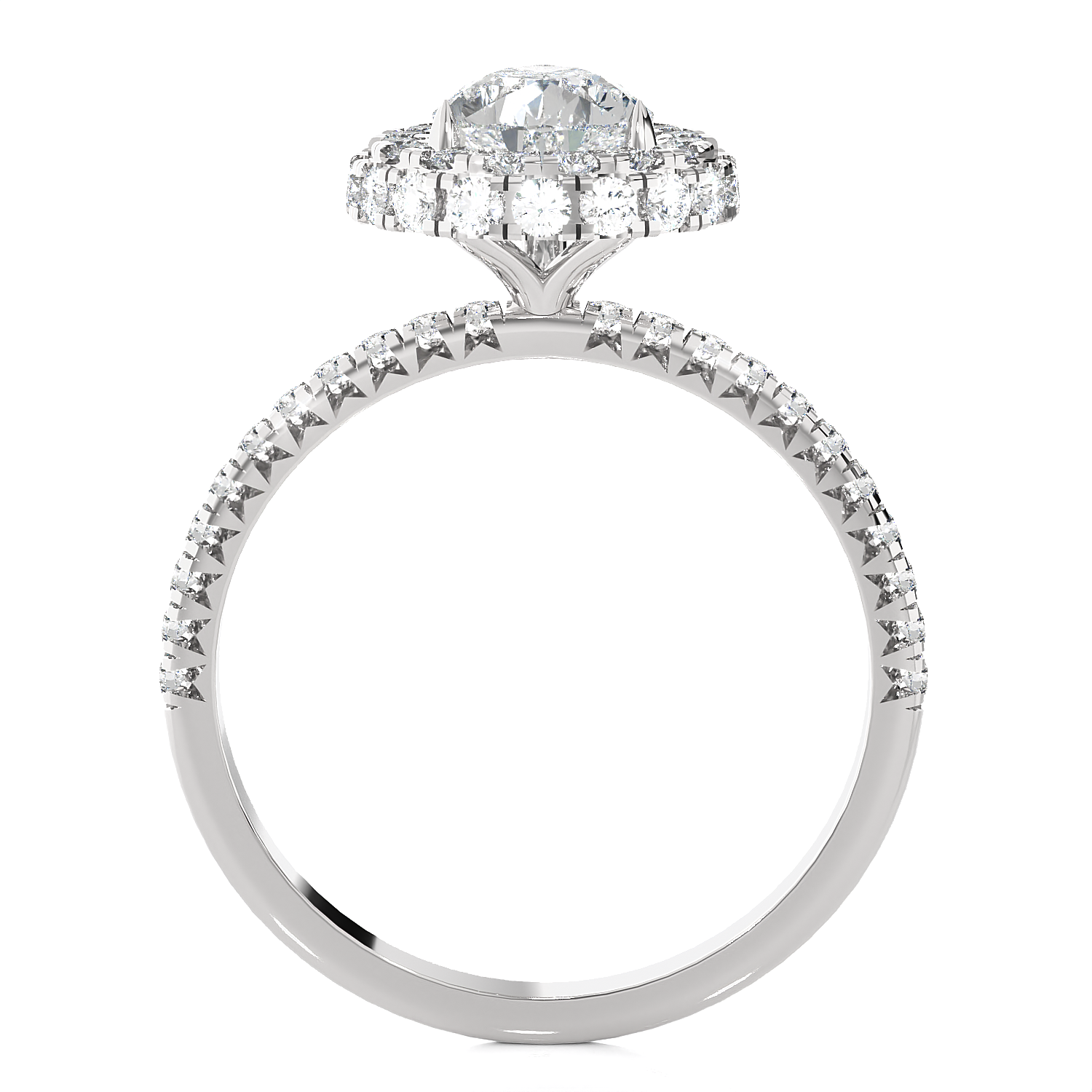 1 5/8 ctw Pear-Shaped Lab Grown Diamond Halo Engagement Ring
