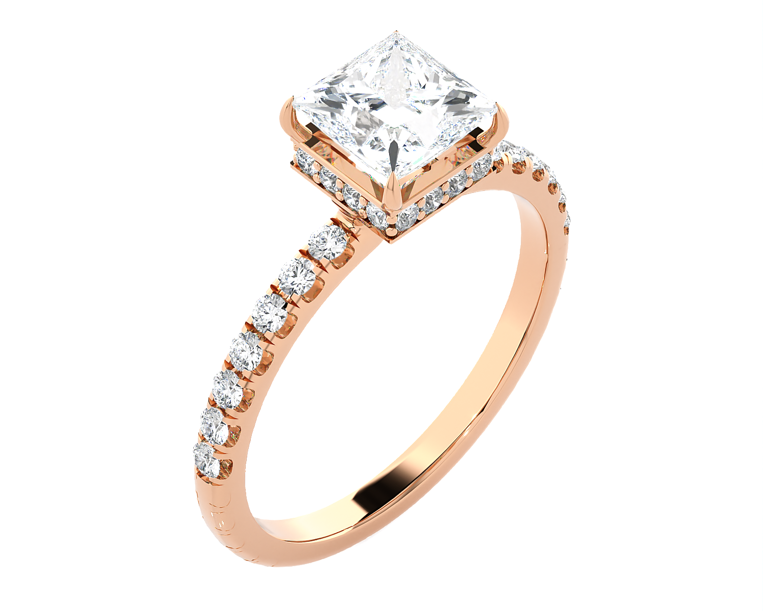 2 1/3 ctw Princess-Cut Lab Grown Diamond Side Stone Engagement Ring