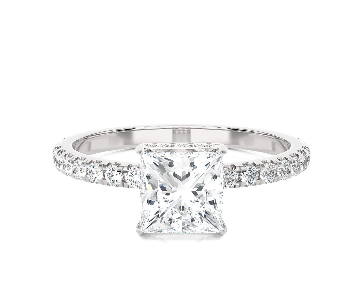 2 1/3 ctw Princess-Cut Lab Grown Diamond Side Stone Engagement Ring