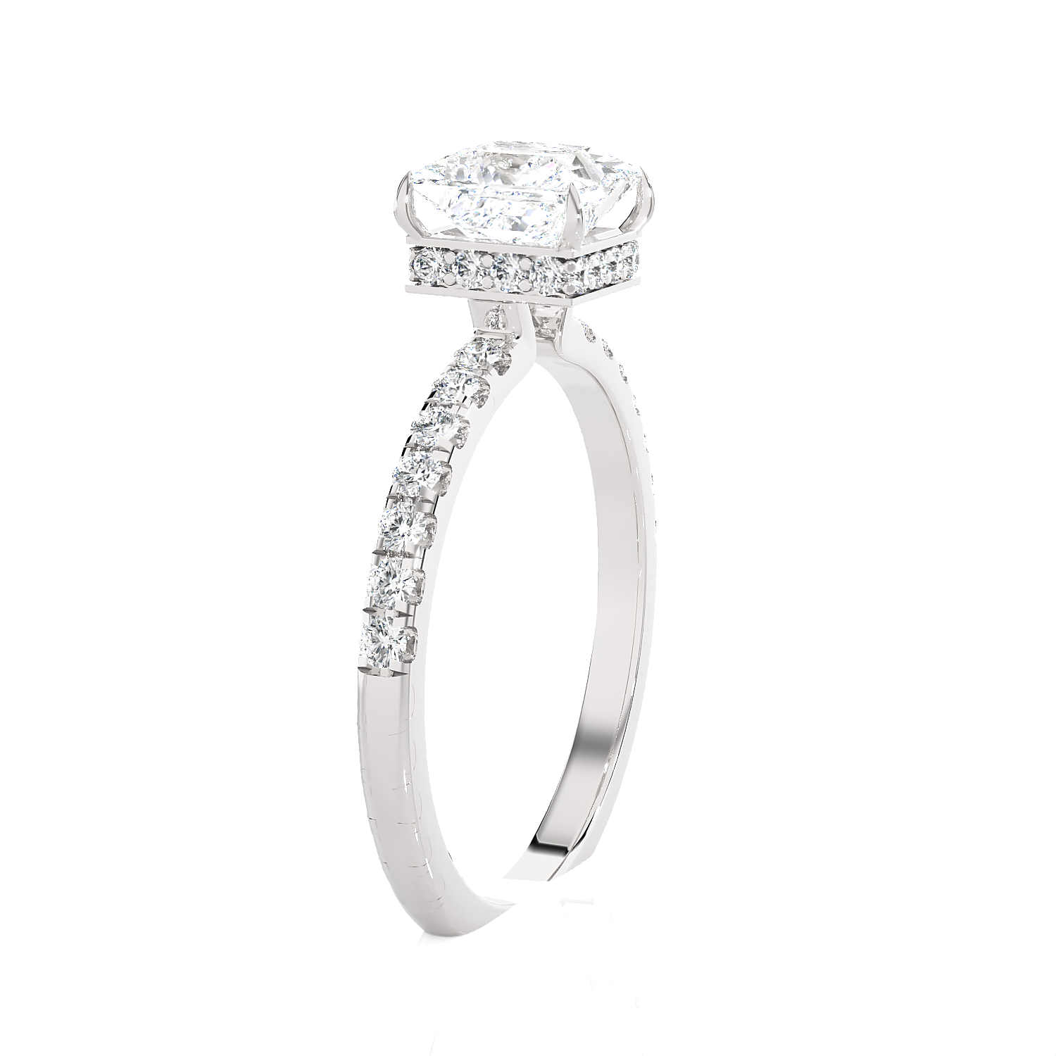 2 1/3 ctw Princess-Cut Lab Grown Diamond Side Stone Engagement Ring