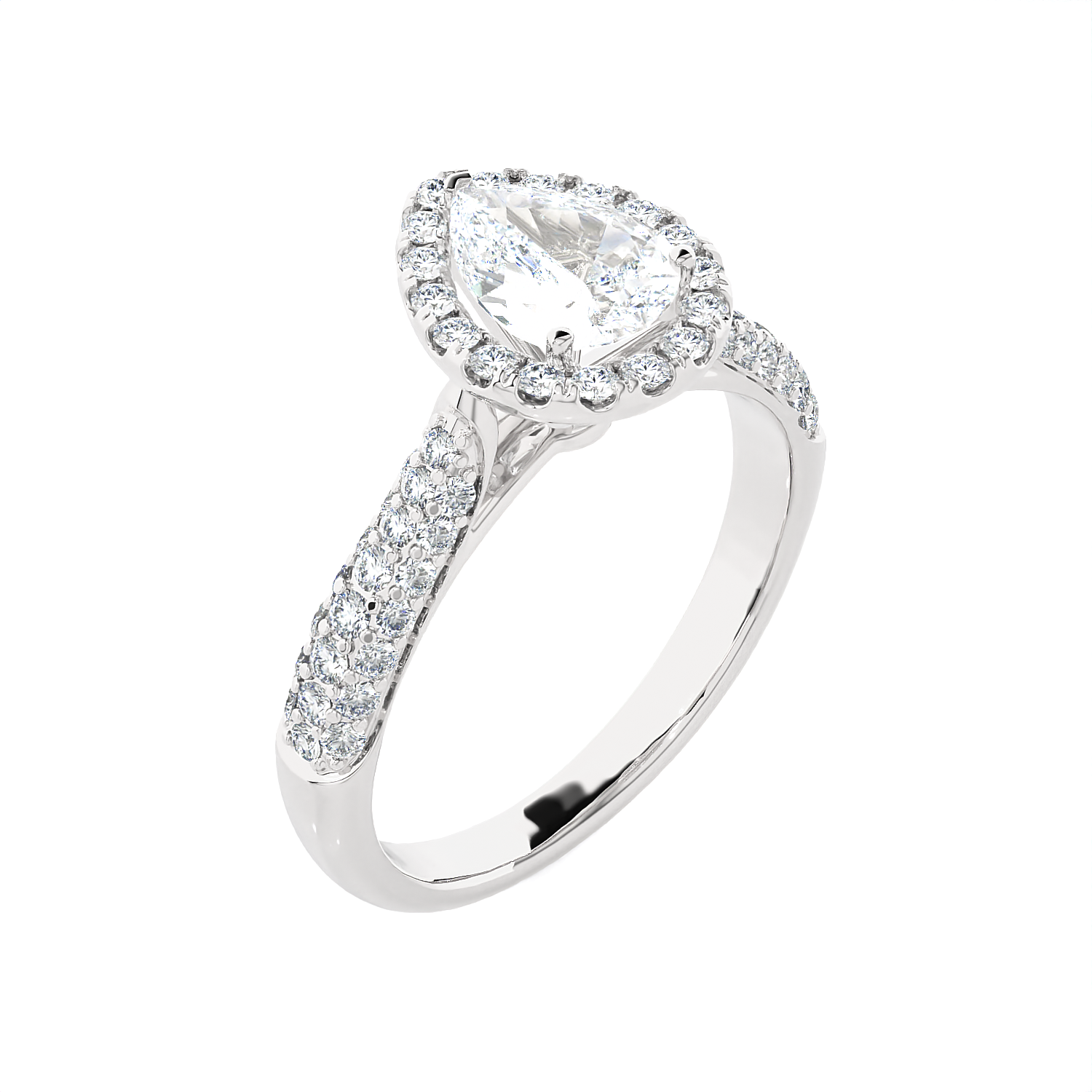 1 1/2 ctw Pear-Shaped Lab Grown Diamond Halo Engagement Ring
