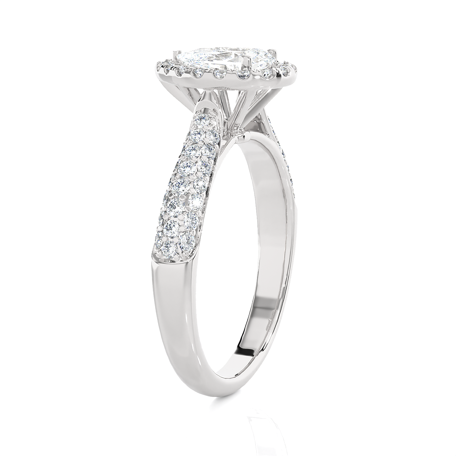 1 1/2 ctw Pear-Shaped Lab Grown Diamond Halo Engagement Ring