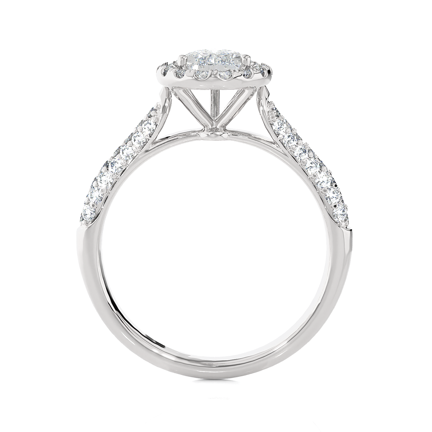 1 1/2 ctw Pear-Shaped Lab Grown Diamond Halo Engagement Ring