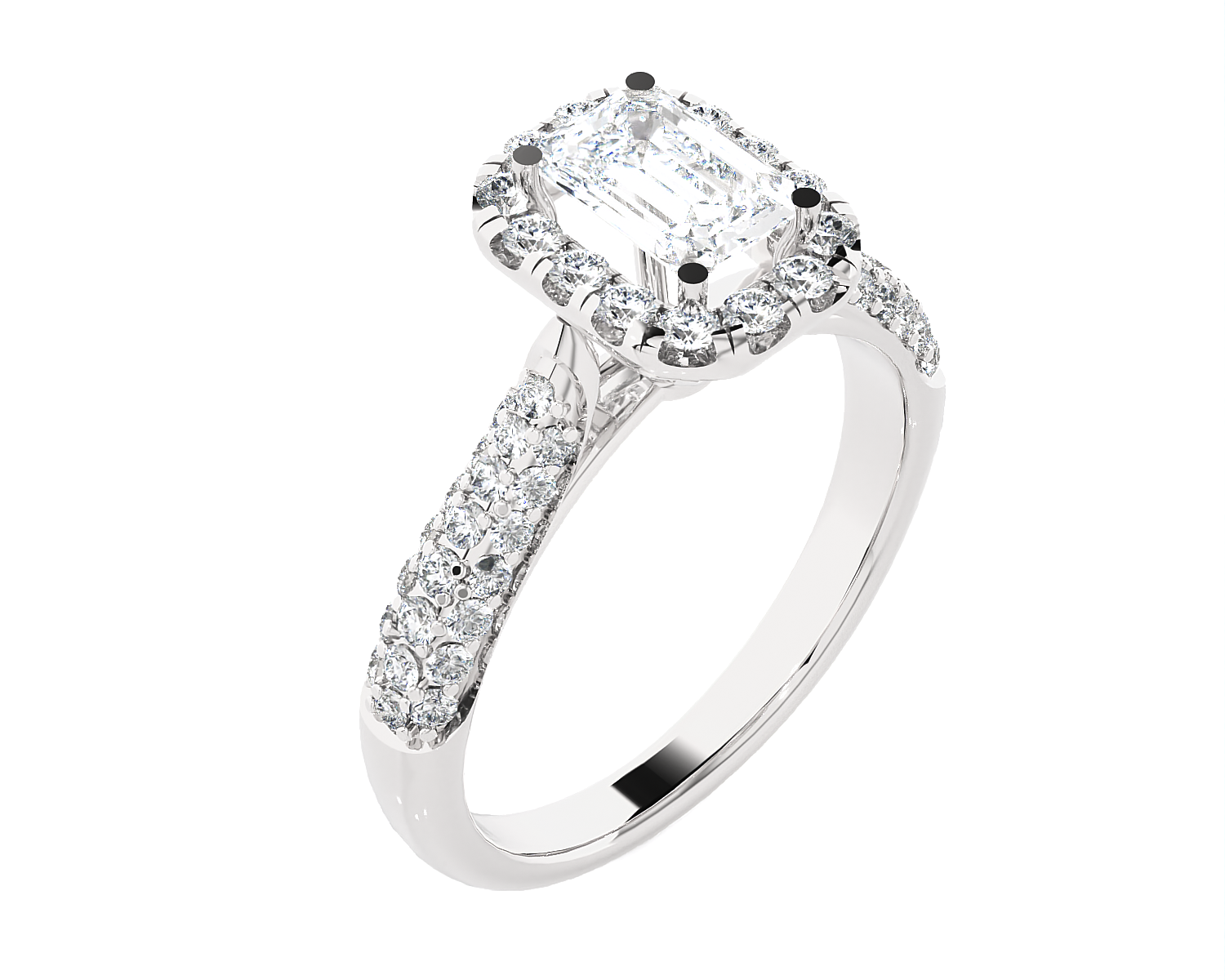 2 1/2 ctw Emerald-Cut Lab Grown Diamond Halo Engagement Ring