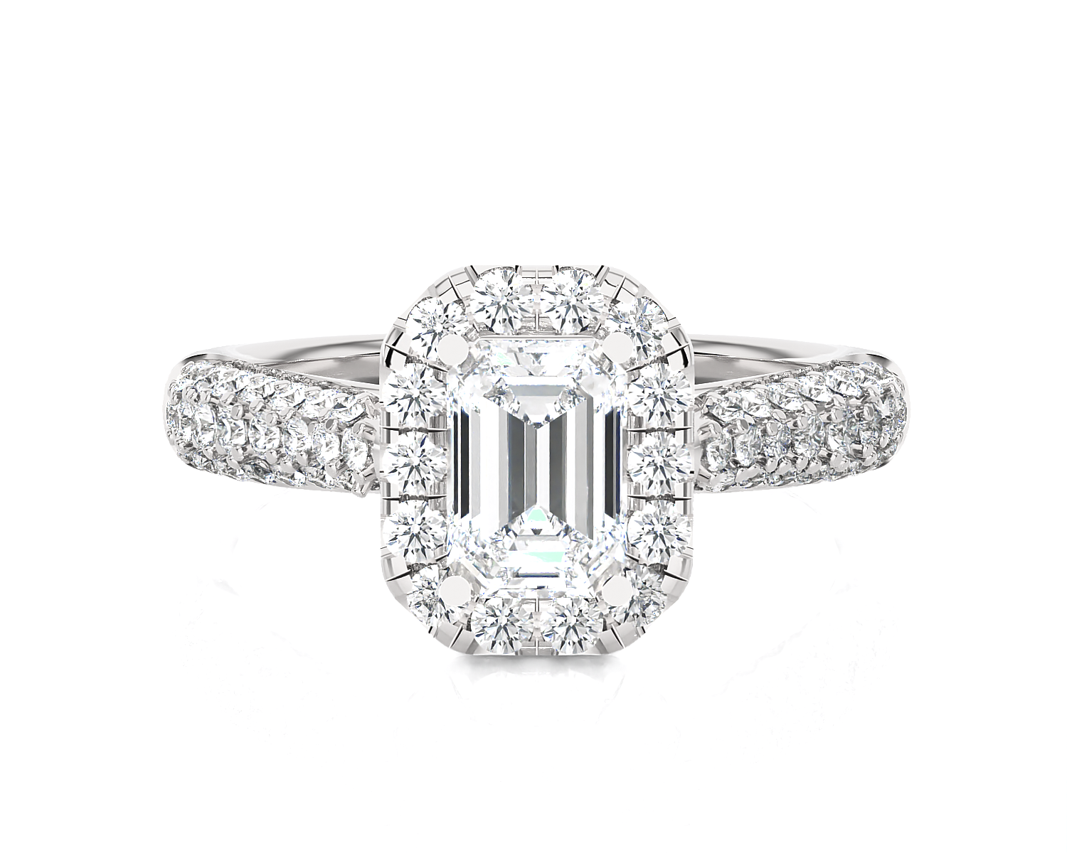 2 1/2 ctw Emerald-Cut Lab Grown Diamond Halo Engagement Ring