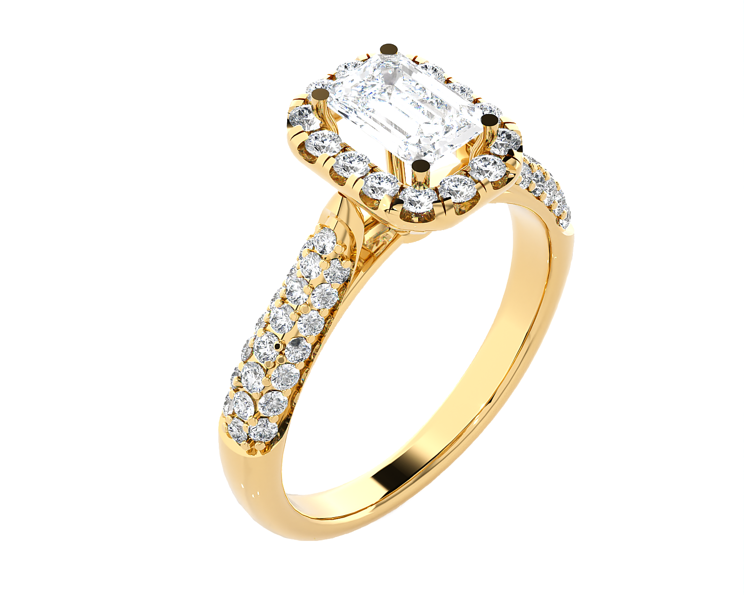 2 1/2 ctw Emerald-Cut Lab Grown Diamond Halo Engagement Ring