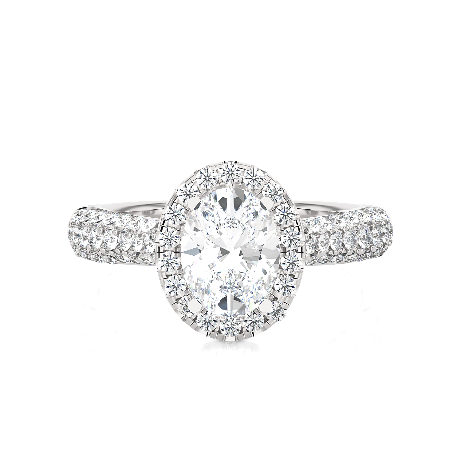 1 1/3 ctw Oval Lab Grown Diamond Halo Engagement Ring