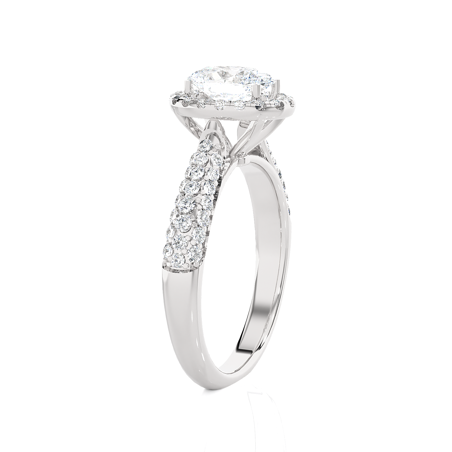 1 1/3 ctw Oval Lab Grown Diamond Halo Engagement Ring