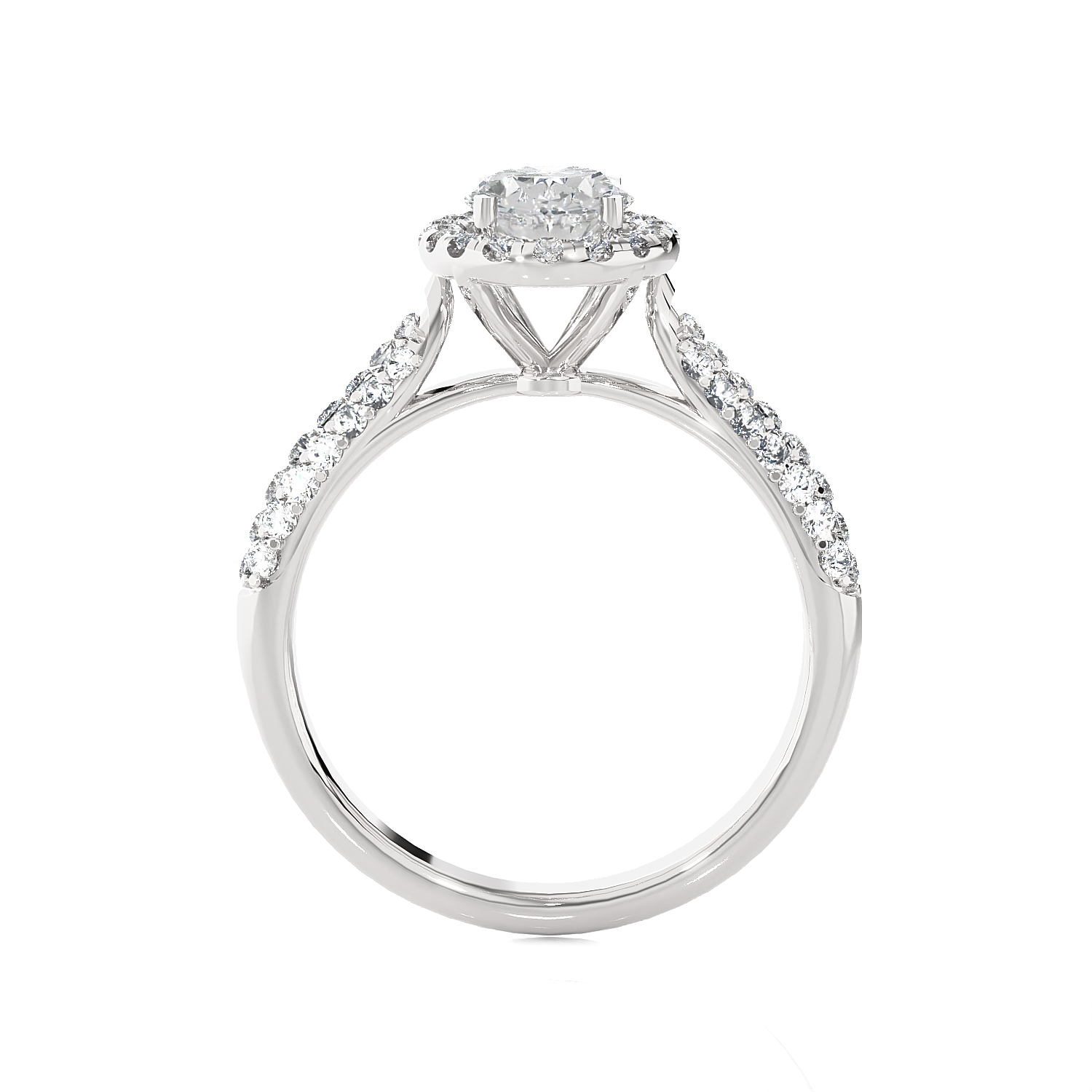 1 1/3 ctw Oval Lab Grown Diamond Halo Engagement Ring