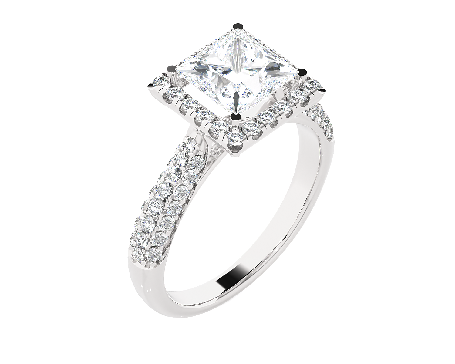 1 1/2 ctw Princess-Cut Lab Grown Diamond Halo Engagement Ring