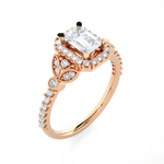 Emerald-Cut Lab Grown Diamond Halo Engagement Ring