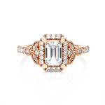 Emerald-Cut Lab Grown Diamond Halo Engagement Ring